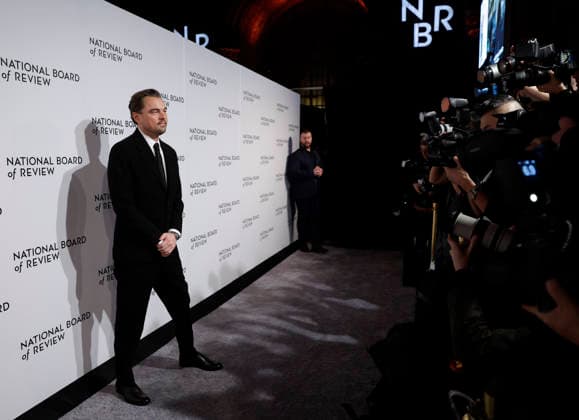 Leonardo DiCaprio arrives on the red carpet at the 2026 National Board Of Review Gala at Cipriani 42nd Street on Monday, January 13, 2026 in New York City.  NYP20260113102 JOHNxANGELILLO