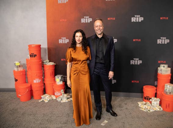 Andrea Shorter and Clinton Shorter arrive on the red carpet for the Netflix s The Rip New York Premiere on Tuesday, January 13, 2026 at Alice Tully Hall, Lincoln Center in New York City.  NYP20260113608 SERENAxXUxNING