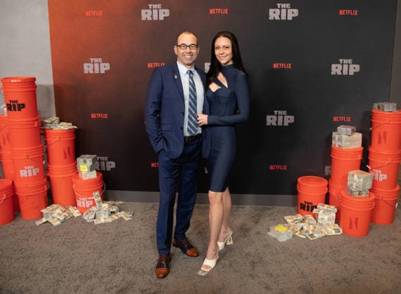 James Murray and Melyssa Murray arrive on the red carpet for the Netflix s The Rip New York Premiere on Tuesday, January 13, 2026 at Alice Tully Hall, Lincoln Center in New York City.  NYP20260113624 SERENAxXUxNING
