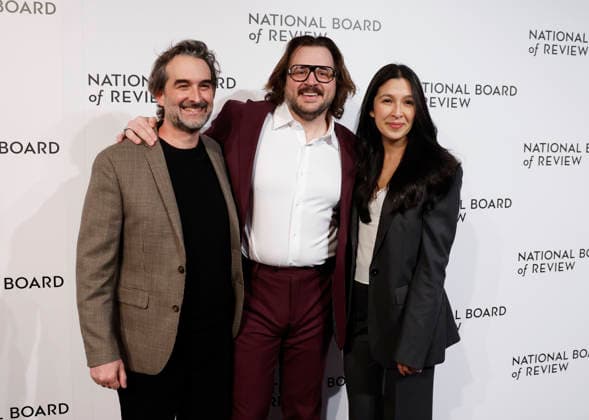 Jay Duplass, Michael Strassner and Shuli Harel arrive on the red carpet at the 2026 National Board Of Review Gala at Cipriani 42nd Street on Tuesday, January 13, 2026 in New York City.  NYP20260113147 JOHNxANGELILLO