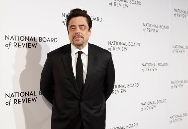 Benicio Del Toro arrives on the red carpet at the 2026 National Board Of Review Gala at Cipriani 42nd Street on Tuesday, January 13, 2026 in New York City.  NYP20260113166 JOHNxANGELILLO