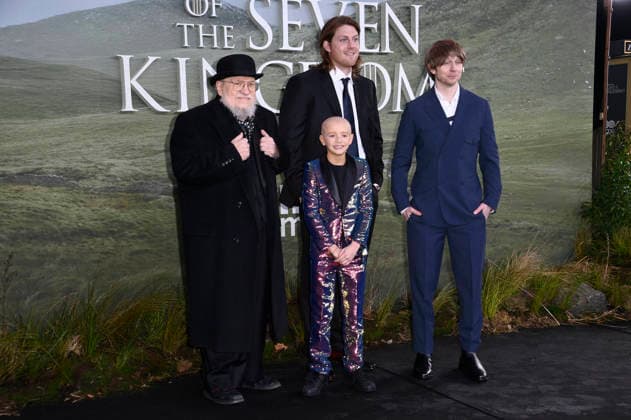 George R R Martin, Peter Claffey, Dexter Sol Ansell and Ira Parker at the premiere of the HBO Max series A Knight of the Seven Kingdoms at Zoo Palast Berlin, 13 01 2026 Foto:xN.xKubelkax xFuturexImagex knight_6268