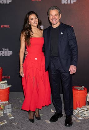 Arrivals for the World Premiere Of The Rip Featuring: Luciana Barroso, Matt Damon Where: New York, New York, United States When: 13 Jan 2026 Credit: Janet Mayer INSTARimages.com EDITORIAL USE ONLY. NOT FOR USE BY NEWSPAPERS BASED IN THE UK. Copyright: xx instar55380822