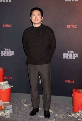 Arrivals for the World Premiere Of The Rip Featuring: Steven Yeun Where: New York, New York, United States When: 13 Jan 2026 Credit: Janet Mayer INSTARimages.com EDITORIAL USE ONLY. NOT FOR USE BY NEWSPAPERS BASED IN THE UK. Copyright: xx instar55380835