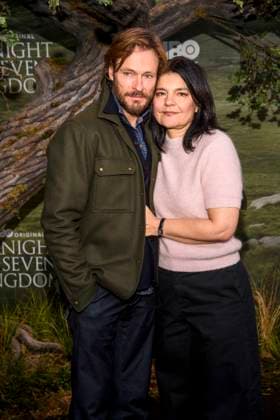 abb Andreas Pietschmann and Jasmin Tabatabai as guests on the black carpet at the world premiere of the US fantasy series HBO Max A Knight of the Seven Kingdoms at Zoo Palaast on 13 01 2025 in Berlin Berlin Germany