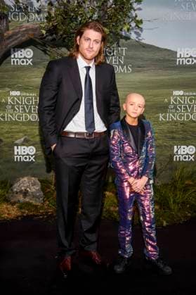 abb Peter Claffey and Dexter Sol Ansell on the black carpet at the theatrical release of the world premiere of HBO Max A Knight of the Seven Kingdoms of the US fantasy series at the Zoo Palaast on 13 01 2025 in Berlin Berlin Germany