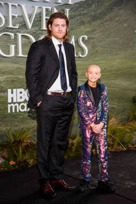 abb Peter Claffey and Dexter Sol Ansell on the black carpet at the theatrical release of the world premiere of HBO Max A Knight of the Seven Kingdoms of the US fantasy series at the Zoo Palaast on 13 01 2025 in Berlin Berlin Germany