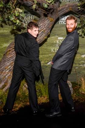 abb Shaun Thomas and Edward Ashley as guests on the black carpet at the world premiere of HBO Max A Knight of the Seven Kingdoms, the US fantasy series at Zoo Palaast on 13 01 2025 in Berlin Berlin Germany