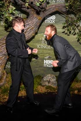 abb Shaun Thomas and Edward Ashley as guests on the black carpet at the world premiere of HBO Max A Knight of the Seven Kingdoms, the US fantasy series at Zoo Palaast on 13 01 2025 in Berlin Berlin Germany