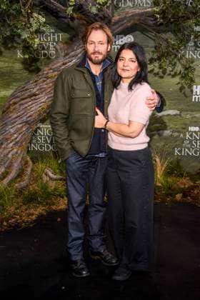 abb Andreas Pietschmann and Jasmin Tabatabai as guests on the black carpet at the world premiere of the US fantasy series HBO Max A Knight of the Seven Kingdoms at Zoo Palaast on 13 01 2025 in Berlin Berlin Germany
