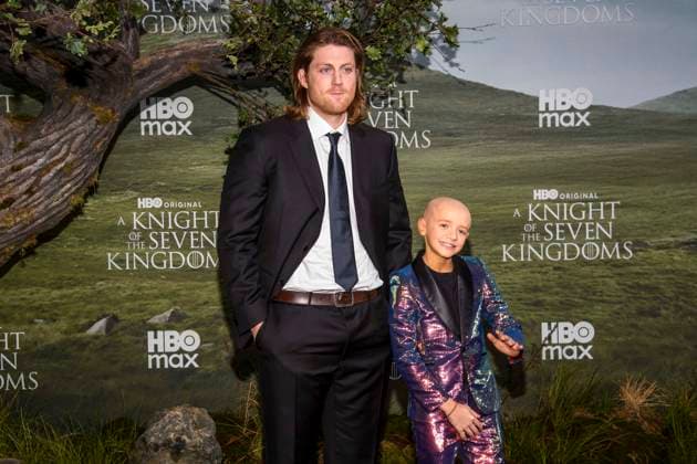 abb Peter Claffey and Dexter Sol Ansell on the black carpet at the theatrical release of the world premiere of HBO Max A Knight of the Seven Kingdoms of the US fantasy series at the Zoo Palaast on 13 01 2025 in Berlin Berlin Germany