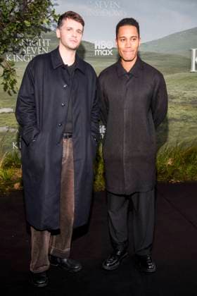 abb Konrad Kay and Mickey Down as guests on the black carpet at the world premiere of the US fantasy series HBO Max A Knight of the Seven Kingdoms at the Zoo Palaast on 13 01 2025 in Berlin Berlin Germany