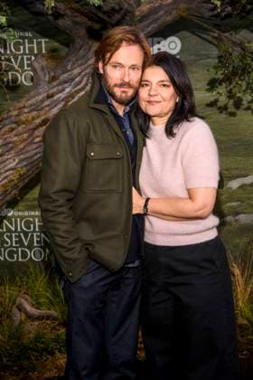 abb Andreas Pietschmann and Jasmin Tabatabai as guests on the black carpet at the world premiere of the US fantasy series HBO Max A Knight of the Seven Kingdoms at Zoo Palaast on 13 01 2025 in Berlin Berlin Germany