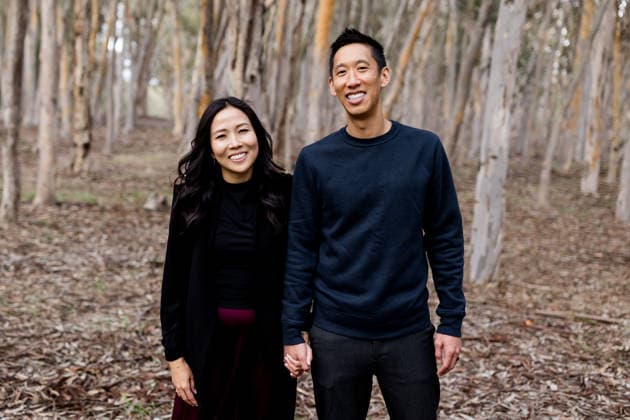Asian Couple Posing in Eucalyptus Grove in San Diego San Diego, California, United States CR_JIDE260104-1916005-01 ,model released, Symbolfoto