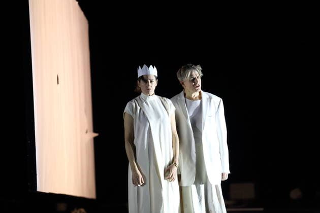Constanze Becker and Jens Harzer during the photo rehearsal for Antigone at the Berliner Ensemble in Berlin, January 13, 2026 By Sophocles in the translation by Friedrich Hölderlin Directed by Johan Simons Stage Johannes Schütz Costumes Kevin Pieterse Premiere is on January 15, 2026 Berliner Ensemble Antigone