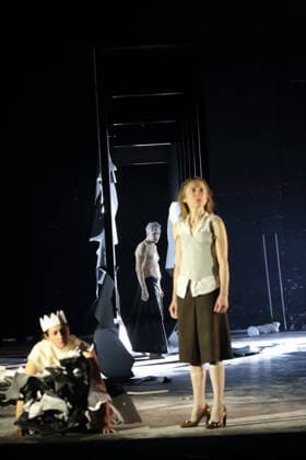 Constanze Becker, Jens Harzer and Kathleen Morgeneyer, from left, during the photo rehearsal for Antigone at the Berliner Ensemble in Berlin, January 13, 2026 By Sophocles in the translation by Friedrich Hölderlin Directed by Johan Simons Stage Johannes Schütz Costumes Kevin Pieterse Premiere is on January 15, 2026 Berliner Ensemble Antigone