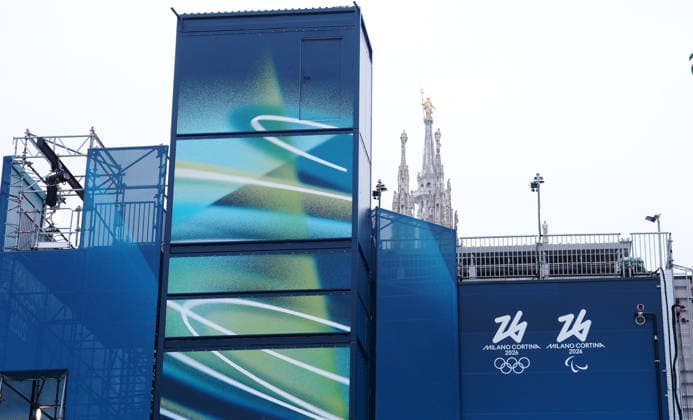 Milan, Megastore in Piazza Duomo for the Milan Cortina 2026 Winter Olympics and Paralympics, with the sale of gadgets and clothing and advertising - Milan Cortina 2026 Winter Olympic Games  Copyright: xDuilioxPiaggesix xipa-agency.netx xDuilioxPiaggesix IPA_Agency_IPA70053775