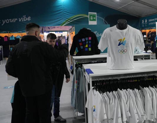 Milan, Megastore in Piazza Duomo for the Milan Cortina 2026 Winter Olympics and Paralympics, with the sale of gadgets and clothing and advertising - Milan Cortina 2026 Winter Olympic Games  Copyright: xDuilioxPiaggesix xipa-agency.netx xDuilioxPiaggesix IPA_Agency_IPA70053782