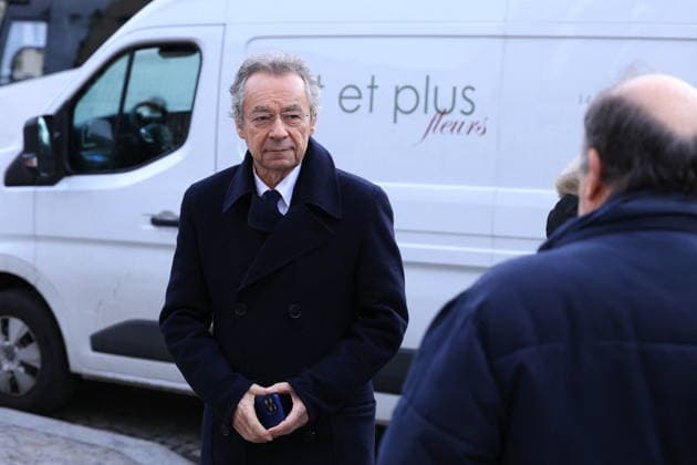 Figure of French Football Rolland Courbis funeral - Paris Michel Denisot arriving to the funeral ceremony for Rolland Courbis at Madeleine church in Paris, France on January 14, 2026. Rolland Courbis, a former French footballer, coach and outspoken media commentator has died aged 72. Photo by Jerome Domine ABACAPRESS.COM Paris France  Copyright: xDominexJerome ABACAx