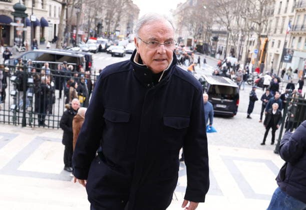 Figure of French Football Rolland Courbis funeral - Paris Alain Afflelou arriving to the funeral ceremony for Rolland Courbis at Madeleine church in Paris, France on January 14, 2026. Rolland Courbis, a former French footballer, coach and outspoken media commentator has died aged 72. Photo by Jerome Domine ABACAPRESS.COM Paris France  Copyright: xDominexJerome ABACAx