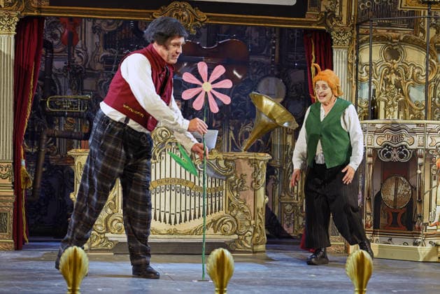Pierre Besson, Katharina Thalbach at the photo rehearsal of the play SAUERKOHL UND MISSETATEN Max und Moritz by Wilhelm Busch at the Komödie am Kurfürstendamm in the Ernst Reuter Saal in Berlin on 14 01 2026