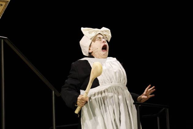 With Katharina Thalbach, Pierre Besson, Torsten Rasch, stage Momme Röhrbein, costume Angelika Rieck Sauerkohl und Missetaten, on 14 01 2026 in Berlin, Komödie am Kurfürstendamm in the Ernst Reuter Saal , Germany