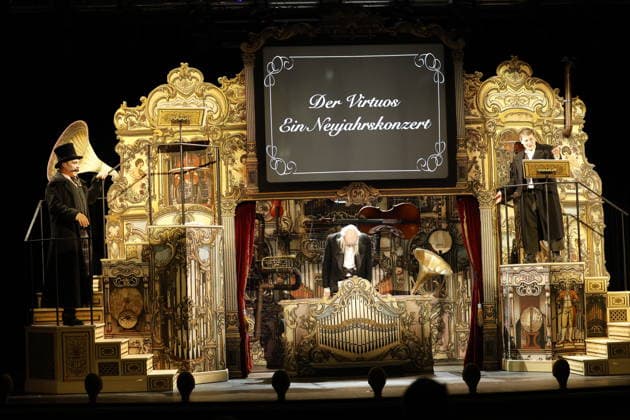 With Katharina Thalbach, Pierre Besson, Torsten Rasch, stage Momme Röhrbein, costume Angelika Rieck Sauerkohl und Missetaten, on 14 01 2026 in Berlin, Komödie am Kurfürstendamm in the Ernst Reuter Saal , Germany