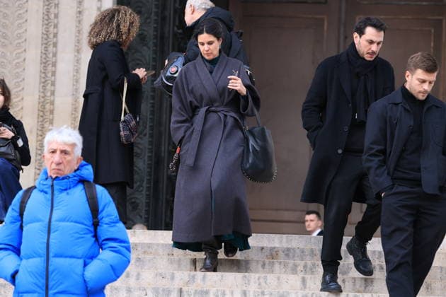 Figure of French Football Rolland Courbis Funeral - Paris Apolline de Malherbe after the funeral ceremony for Rolland Courbis at Madeleine church in Paris, France on January 14, 2026. Rolland Courbis, a former French footballer, coach and outspoken media commentator has died aged 72. Photo by Jerome Domine ABACAPRESS.COM Paris Ile-de-France France  Copyright: xDominexJerome ABACAx
