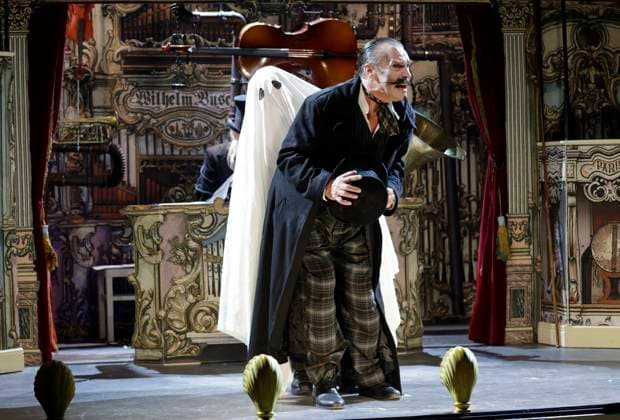 Pierre Besson, Katharina Thalbach, Germany, Berlin, Komödie am Kurfürstendamm in the Ernst Reuter Saal, photo rehearsal of SAUERKOHL UND MISSETATEN, A musical Wilhelm Busch program with Katharina Thalbach, Pierre Besson and Torsten Rasch, stage Momme Röhrbein, costume Angelika Rieck