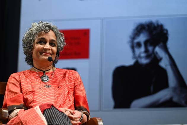 KOLKATA, INDIA - JANUARY 14: Indian author Arundhati Roy during a conversation on her new memoir Mother Mary Comes To Me during a literary session at St. Xavier s College on January 14, 2026 in Kolkata, India. (Photo by Samir Jana Hindustan Times) Arundhati Roy Discusses Her New Memoir Mother Mary Comes To Me In Kolkata
