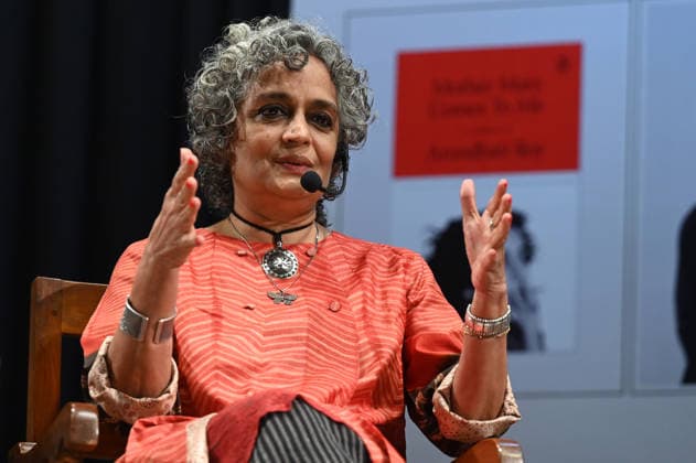KOLKATA, INDIA - JANUARY 14: Indian author Arundhati Roy during a conversation on her new memoir Mother Mary Comes To Me during a literary session at St. Xavier s College on January 14, 2026 in Kolkata, India. (Photo by Samir Jana Hindustan Times) Arundhati Roy Discusses Her New Memoir Mother Mary Comes To Me In Kolkata