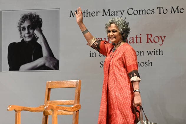 KOLKATA, INDIA - JANUARY 14: Indian author Arundhati Roy during a conversation on her new memoir Mother Mary Comes To Me during a literary session at St. Xavier s College on January 14, 2026 in Kolkata, India. (Photo by Samir Jana Hindustan Times) Arundhati Roy Discusses Her New Memoir Mother Mary Comes To Me In Kolkata