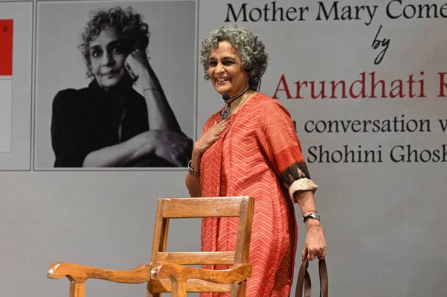 KOLKATA, INDIA - JANUARY 14: Indian author Arundhati Roy during a conversation on her new memoir Mother Mary Comes To Me during a literary session at St. Xavier s College on January 14, 2026 in Kolkata, India. (Photo by Samir Jana Hindustan Times) Arundhati Roy Discusses Her New Memoir Mother Mary Comes To Me In Kolkata