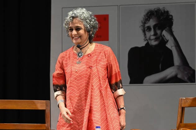 KOLKATA, INDIA - JANUARY 14: Indian author Arundhati Roy during a conversation on her new memoir Mother Mary Comes To Me during a literary session at St. Xavier s College on January 14, 2026 in Kolkata, India. (Photo by Samir Jana Hindustan Times) Arundhati Roy Discusses Her New Memoir Mother Mary Comes To Me In Kolkata