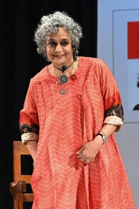 KOLKATA, INDIA - JANUARY 14: Indian author Arundhati Roy during a conversation on her new memoir Mother Mary Comes To Me during a literary session at St. Xavier s College on January 14, 2026 in Kolkata, India. (Photo by Samir Jana Hindustan Times) Arundhati Roy Discusses Her New Memoir Mother Mary Comes To Me In Kolkata