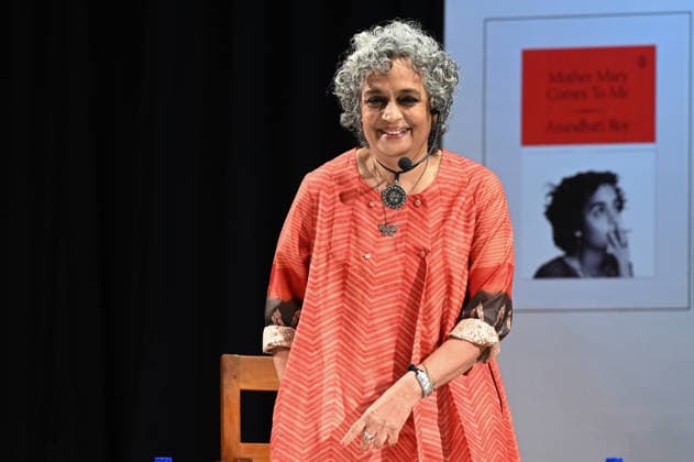 KOLKATA, INDIA - JANUARY 14: Indian author Arundhati Roy during a conversation on her new memoir Mother Mary Comes To Me during a literary session at St. Xavier s College on January 14, 2026 in Kolkata, India. (Photo by Samir Jana Hindustan Times) Arundhati Roy Discusses Her New Memoir Mother Mary Comes To Me In Kolkata