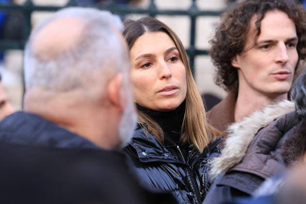 Figure of French Football Rolland Courbis Funeral - Paris Laury Thilleman and Paul de Saint Sernin leaving the funeral ceremony for Rolland Courbis at Madeleine church in Paris, France on January 14, 2026. Rolland Courbis, a former French footballer, coach and outspoken media commentator has died aged 72. Photo by Jerome Domine ABACAPRESS.COM Paris France  Copyright: xDominexJerome ABACAx