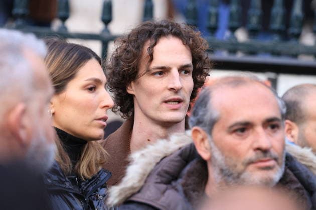 Figure of French Football Rolland Courbis Funeral - Paris Laury Thilleman and Paul de Saint Sernin leaving the funeral ceremony for Rolland Courbis at Madeleine church in Paris, France on January 14, 2026. Rolland Courbis, a former French footballer, coach and outspoken media commentator has died aged 72. Photo by Jerome Domine ABACAPRESS.COM Paris France  Copyright: xDominexJerome ABACAx