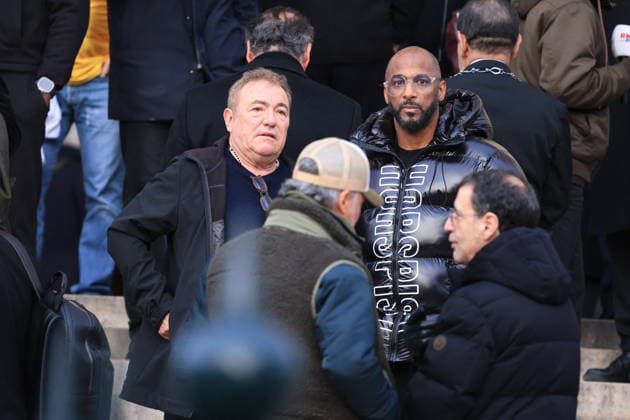 Figure of French Football Rolland Courbis Funeral - Paris Fabien Onteniente and Stomy Bugsy leaving the funeral ceremony for Rolland Courbis at Madeleine church in Paris, France on January 14, 2026. Rolland Courbis, a former French footballer, coach and outspoken media commentator has died aged 72. Photo by Jerome Domine ABACAPRESS.COM Paris France  Copyright: xDominexJerome ABACAx