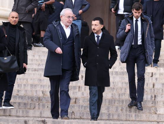 Figure of French Football Rolland Courbis Funeral - Paris Pablo Longoria leaving the funeral ceremony for Rolland Courbis at Madeleine church in Paris, France on January 14, 2026. Rolland Courbis, a former French footballer, coach and outspoken media commentator has died aged 72. Photo by Jerome Domine ABACAPRESS.COM Paris France  Copyright: xDominexJerome ABACAx