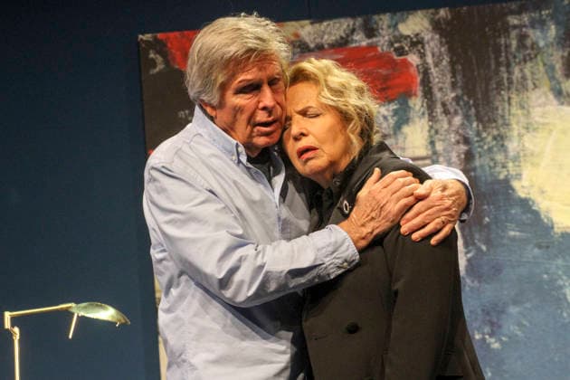 abb Michaela May plays the wife Maud with Sigmar Solbach in the role of the husband Julian Actors Actors at the photo rehearsal scene for the play The Farewell Letter by Audrey Schebat on stage at the Komoedie Winterhuder Faehrhaus on 14 01 2016 in Hamburg Hamburg Germany