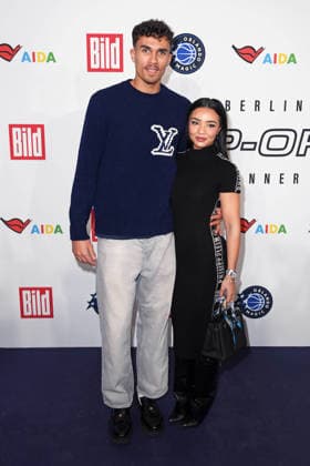 Tristan da Silva Orlando Magic basketball player with girlfriend Gabrielle Wright arriving at the NBA TIP OFF DINNER at the Axel Springer skyscraper in Berlin on 14 01 2026