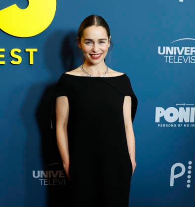 Emilia Clarke arrives on the red carpet for Peacock s Ponies New York premiere at Whitby Hotel on Wednesday, January 14, 2026 in New York City.  NYP20260114105 JOHNxANGELILLO