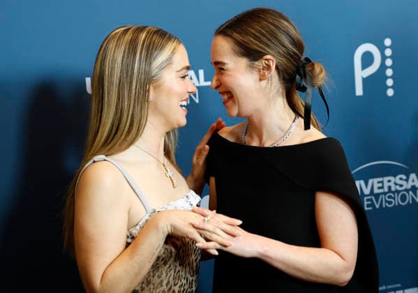 Emilia Clarke and Haley Lu Richardson arrive on the red carpet for Peacock s Ponies New York premiere at Whitby Hotel on Wednesday, January 14, 2026 in New York City.  NYP20260114108 JOHNxANGELILLO