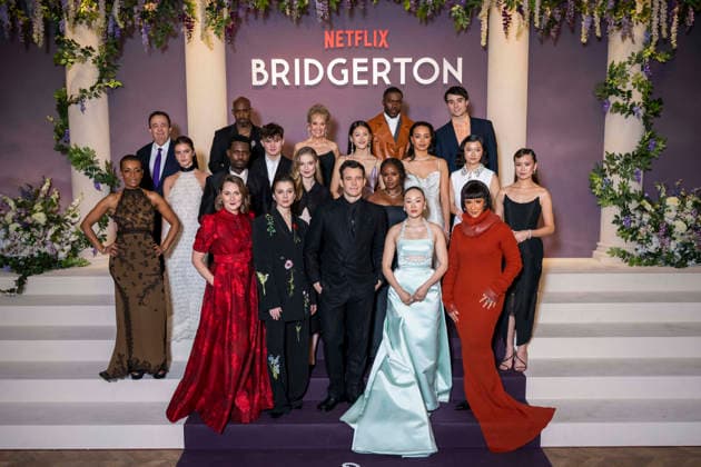 Bridgerton Season 4 Paris World Premiere - Paris Cast and crew including British actress Adjoa Andoh, British actor Hugh Sachs, British actress Florence Hunt, British actress Ruth Gemmell, British actor Victor Alli, British actress Claudia Jessie, British actress Hannah Dodd, Hong Kong actress Isabella Wei, British actor Luke Thompson, British actress Emma Naomi, Australian actress Yerin Ha, British actor Oli Higginson, US actress Michelle Mao, British actress Katie Leung, British actress Golda Rosheuvel, US producer Tom Verica, US producer Betsy Beers, US producer Shonda Rhimes and US producer Jess Brownell attends the Bridgerton Season 4 Paris World Premiere at Palais Brongniart on January 14, 2026 in Paris, France. by Eliot Blondet A Copyright: xBlondetxEliot ABACAx
