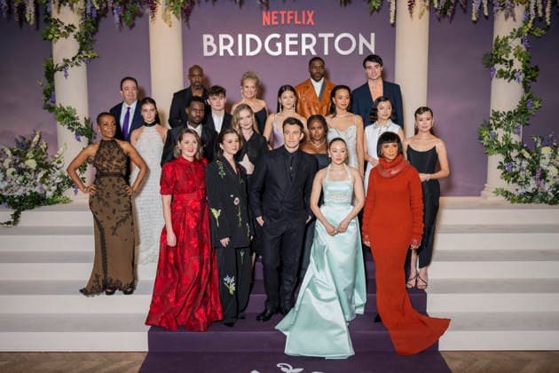 Bridgerton Season 4 Paris World Premiere - Paris Cast and crew including British actress Adjoa Andoh, British actor Hugh Sachs, British actress Florence Hunt, British actress Ruth Gemmell, British actor Victor Alli, British actress Claudia Jessie, British actress Hannah Dodd, Hong Kong actress Isabella Wei, British actor Luke Thompson, British actress Emma Naomi, Australian actress Yerin Ha, British actor Oli Higginson, US actress Michelle Mao, British actress Katie Leung, British actress Golda Rosheuvel, US producer Tom Verica, US producer Betsy Beers, US producer Shonda Rhimes and US producer Jess Brownell attends the Bridgerton Season 4 Paris World Premiere at Palais Brongniart on January 14, 2026 in Paris, France. by Eliot Blondet A Copyright: xBlondetxEliot ABACAx