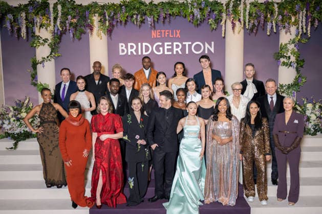 Bridgerton Season 4 Paris World Premiere - Paris Cast and crew including British actress Adjoa Andoh, British actor Hugh Sachs, British actress Florence Hunt, British actress Ruth Gemmell, British actor Victor Alli, British actress Claudia Jessie, British actress Hannah Dodd, Hong Kong actress Isabella Wei, British actor Luke Thompson, British actress Emma Naomi, Australian actress Yerin Ha, British actor Oli Higginson, US actress Michelle Mao, British actress Katie Leung, British actress Golda Rosheuvel, US producer Tom Verica, US producer Betsy Beers, US producer Shonda Rhimes and US producer Jess Brownell attends the Bridgerton Season 4 Paris World Premiere at Palais Brongniart on January 14, 2026 in Paris, France. by Eliot Blondet A Copyright: xBlondetxEliot ABACAx