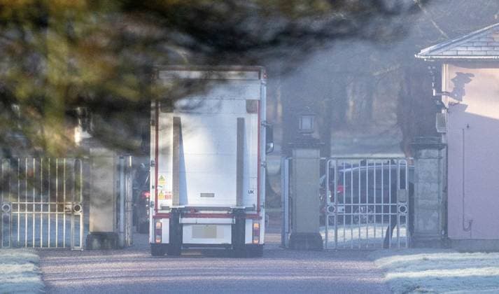 Mr Andrew Windsor Royal Lodge home. Removal vehicle arrives at Royal Lodge gates at 9.50am this morning and is still here at lunchtime. Transport vehicles are seen and pictured arriving and leaving at the security gate of Andrew Mountbatten-Windsor’s luxurious Royal Lodge home at Windsor today. .Preparations are underway for Mr Windsor’s eviction from his home in the coming days and relocate at Sandiringham where renovations are currently underway at Marsh Farm on the King’s Norfolk Estate. A slow process is ongoing of removing Andrew’s possessions from his home of 23 years..It is reported he will finally leave Royal Lodge before he becomes a pensioner on his 66th birthday next month. 14.01.2026  Copyright: xJonxBondx NINTCHDBPICT001051642934