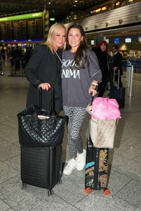RTL Jungle Camp Frankfurt 2026 Simone Ballack Birgit Fischer Höpper at the departure for the RTL program Ich bin ein Star Holt mich hier raus Jungle Camp 2026 at Frankfurt Airport Frankfurt Frankfurt Airport Hessen
