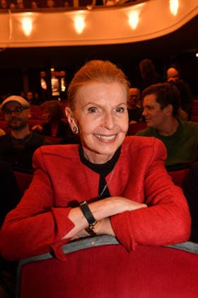 Jutta Kammann Premiere Wer schießt auf Frau Hummel Comedy at the Hotel Bayerischer Hof Munich January 15, 2026